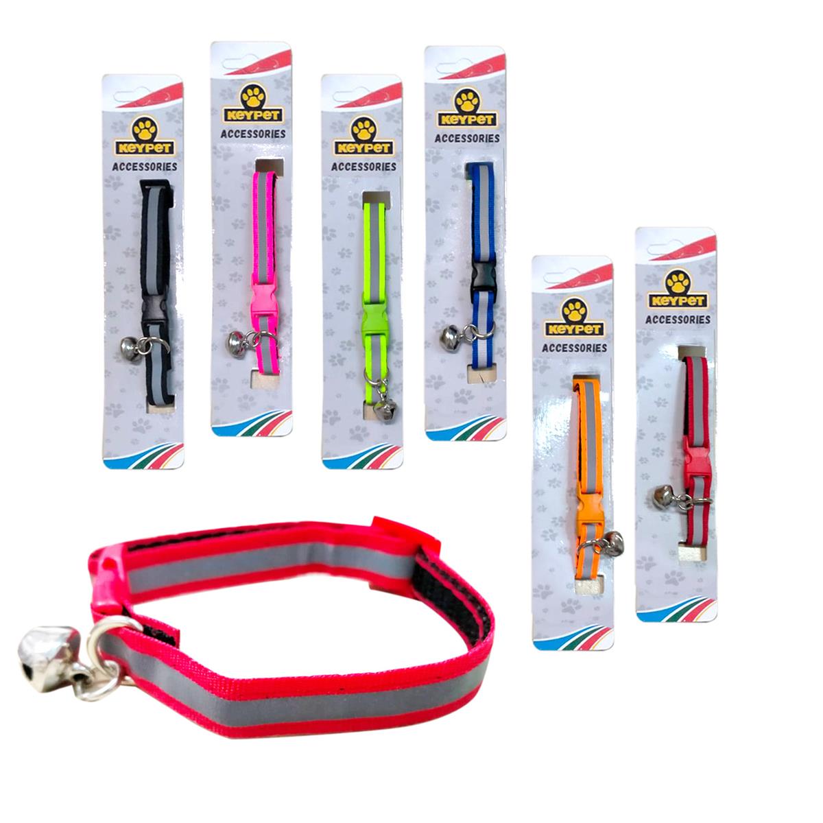 Keypet Çıngıraklı Reflektörlü Kedi Tasması 10 mm X 26 cm (Karışık Renk)