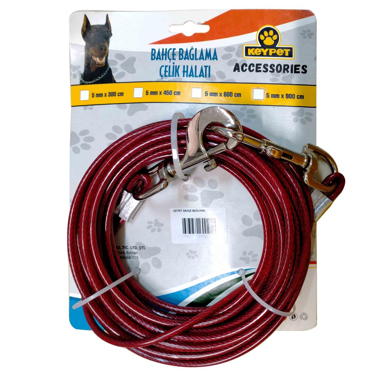 Keypet Köpekler İçin Çelik Bahçe Bağlama Halatı 5 mm x 6 metre