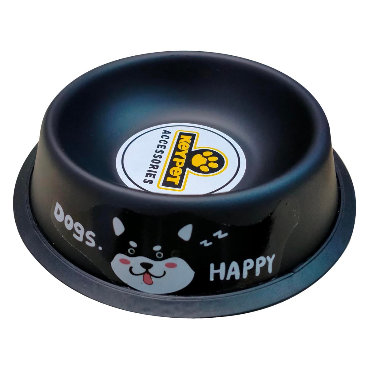 Keypet Renkli Çelik Kedi ve Köpek Mama Kabı 12 cm (Siyah)