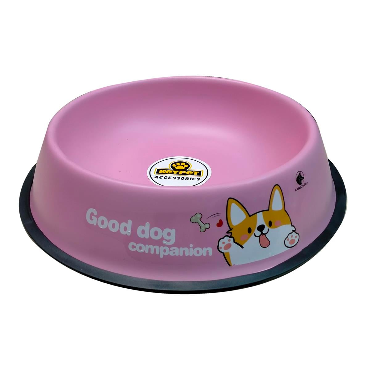 Keypet Renkli Çelik Kedi ve Köpek Mama Kabı 23 cm (Pembe)
