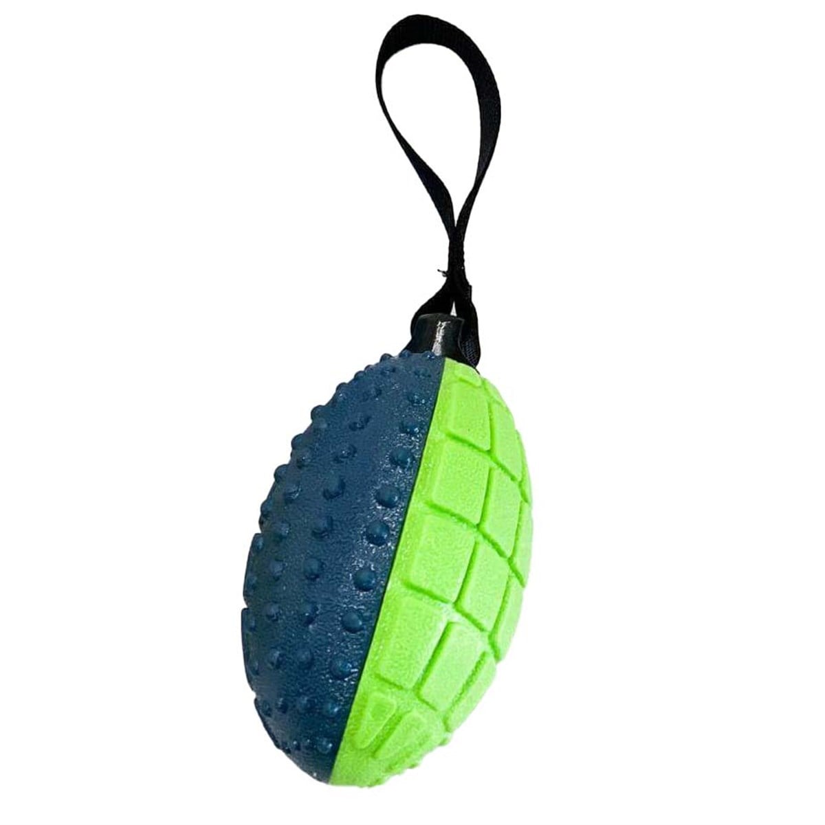 Lionpet Sesli Rugby Topu Kauçuk Köpek Oyuncağı  16 cm (Mavi Yeşil)