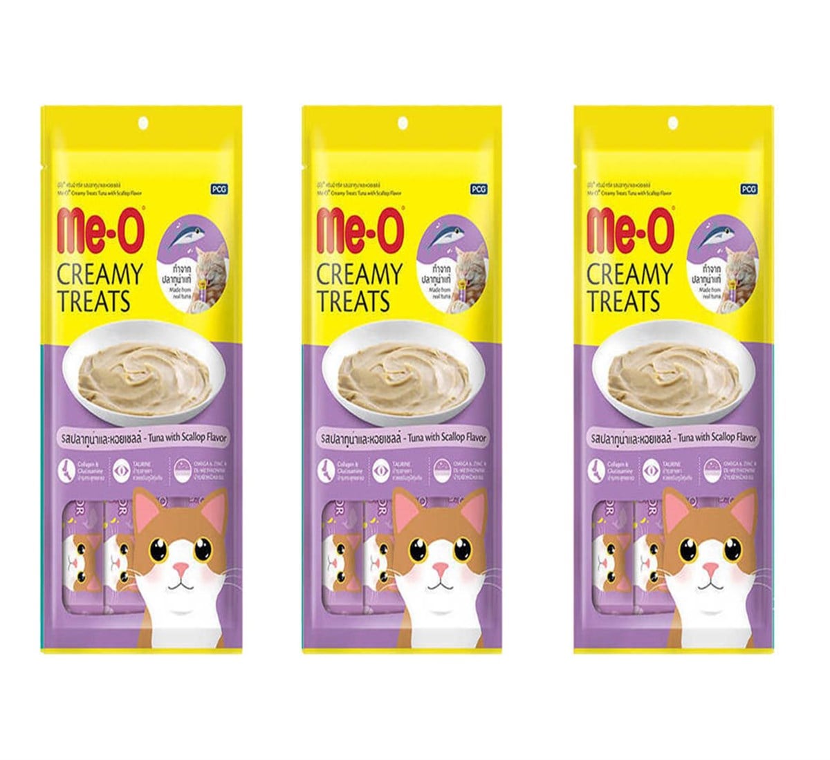Meo Creamy Deniz Taraklı ve Ton Balıklı Krema Kedi Ödülü  4 Parça (15 gr) (3 Adet)