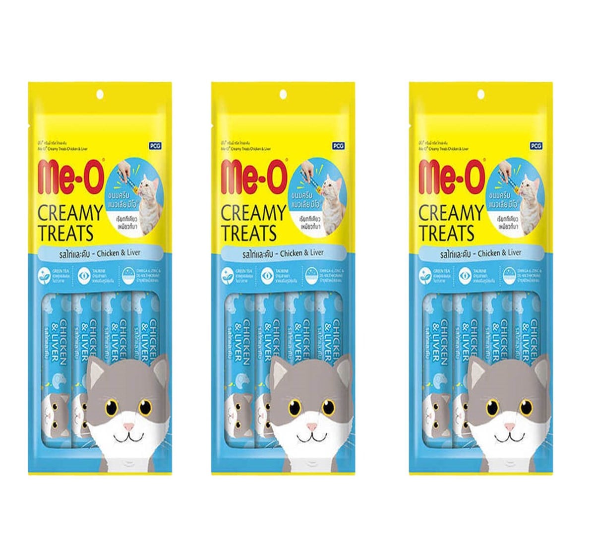 Meo Creamy Tavuk ve Ciğerli Krema Kedi Ödülü  4 Parça (15 gr) (3 Adet)