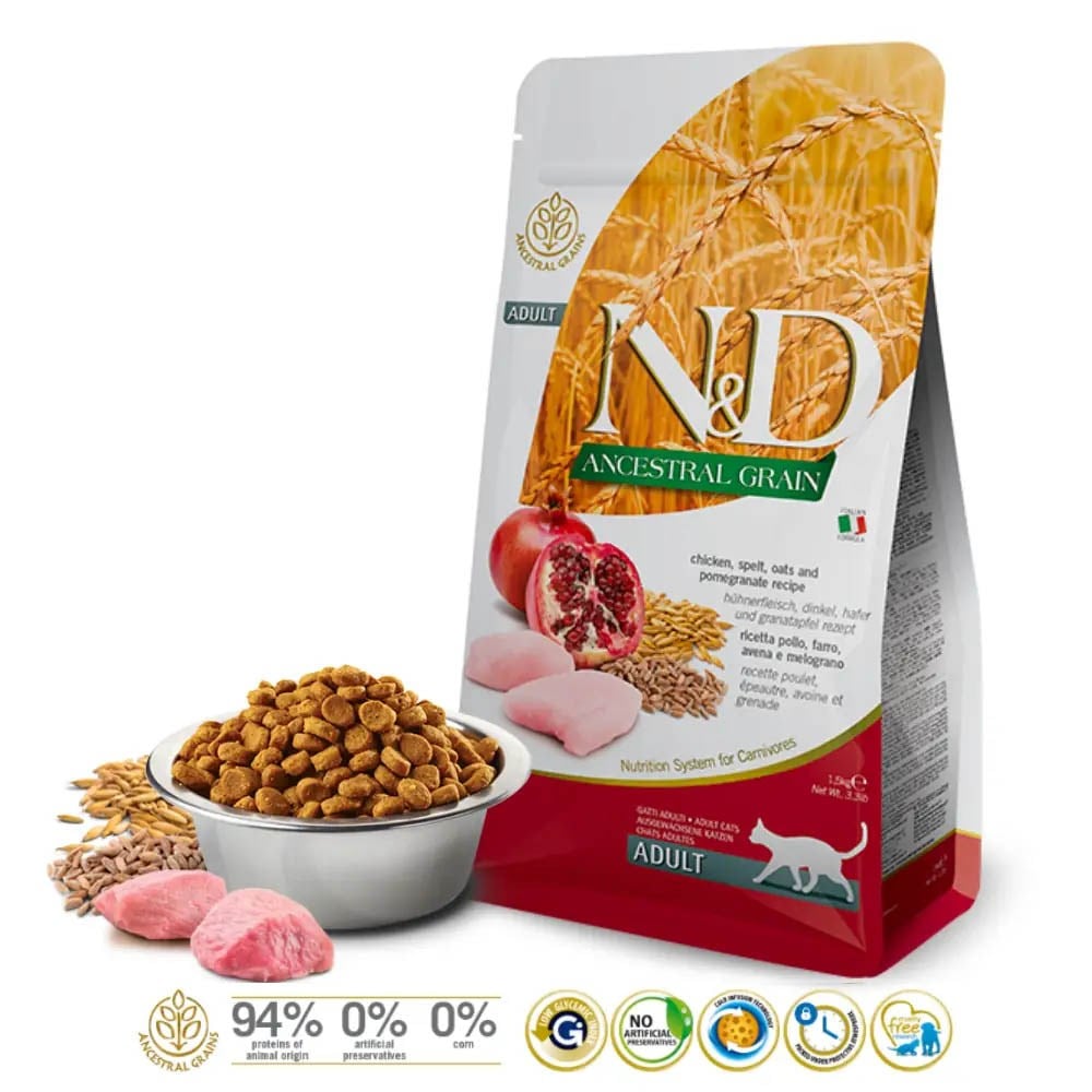 ND Ancastral Grain Ata Tahıllı Narlı Ve Tavuklu Yetişkin Kedi Maması 10 Kg