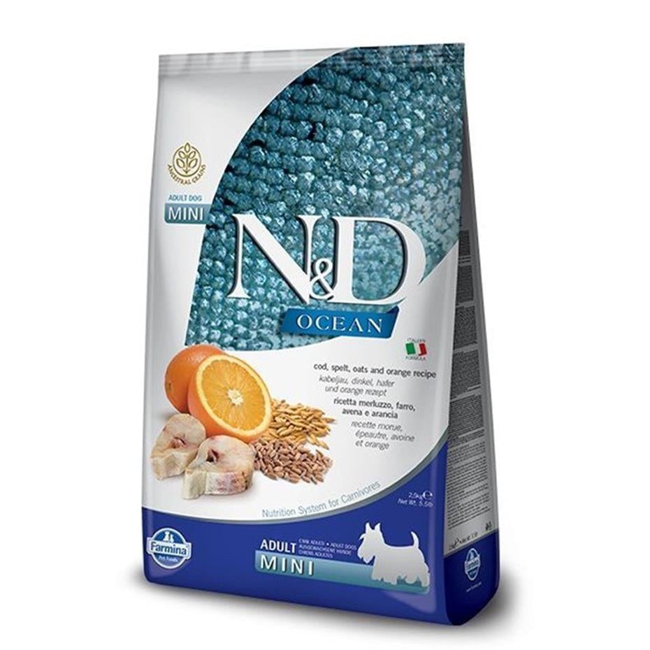N&D Ancastrel Az Tahıllı Balıklı Ve Portakallı Küçük Irk Yetişkin Köpek Maması 2,5 kg