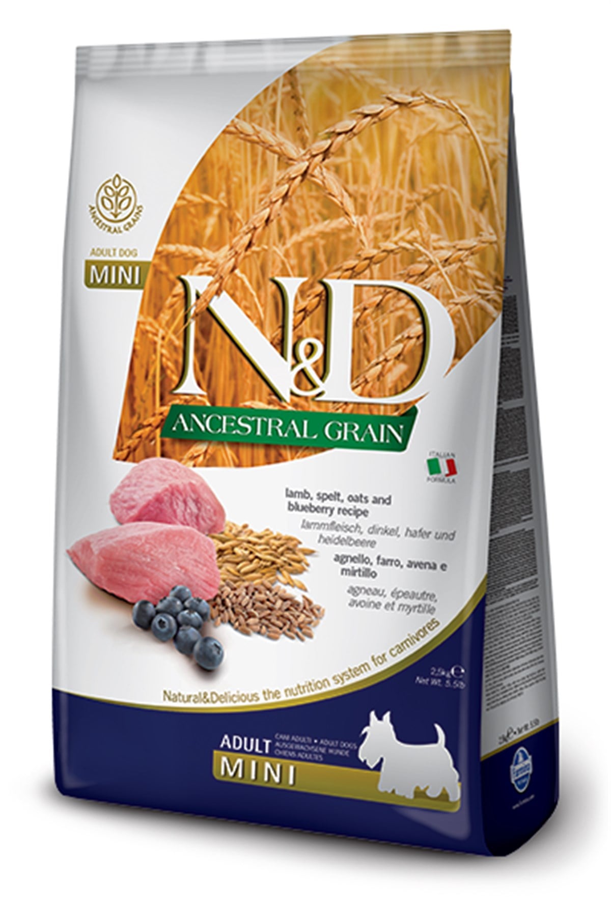 N&D Düşük Tahıllı Kuzu-Yaban Mersini Küçük Irk Yetişkin Maması 2.5 Kg