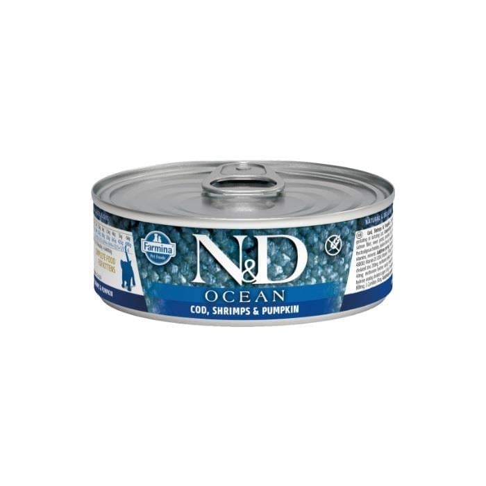 N&D Ocean Morina Balıklı, Balkabaklı Ve  Karidesli Tahılsız Yavru Kedi Konservesi  70 g