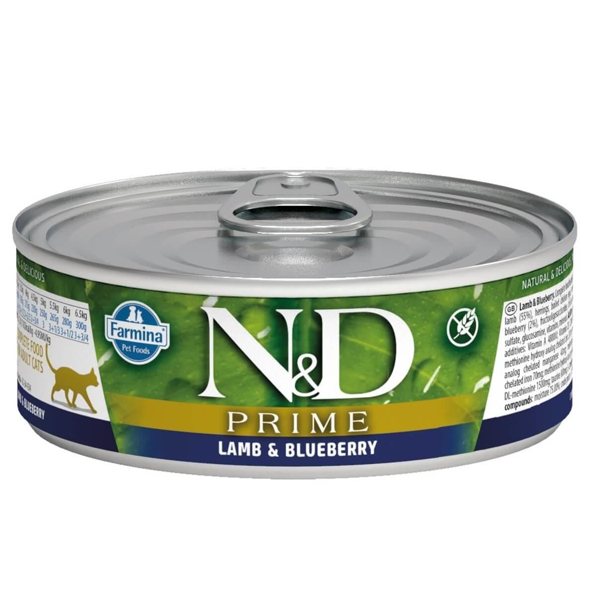 N&D Prime Kuzulu Ve Yaban Mersinli Tahılsız Yetişkin Kedi Konservesi  70 g
