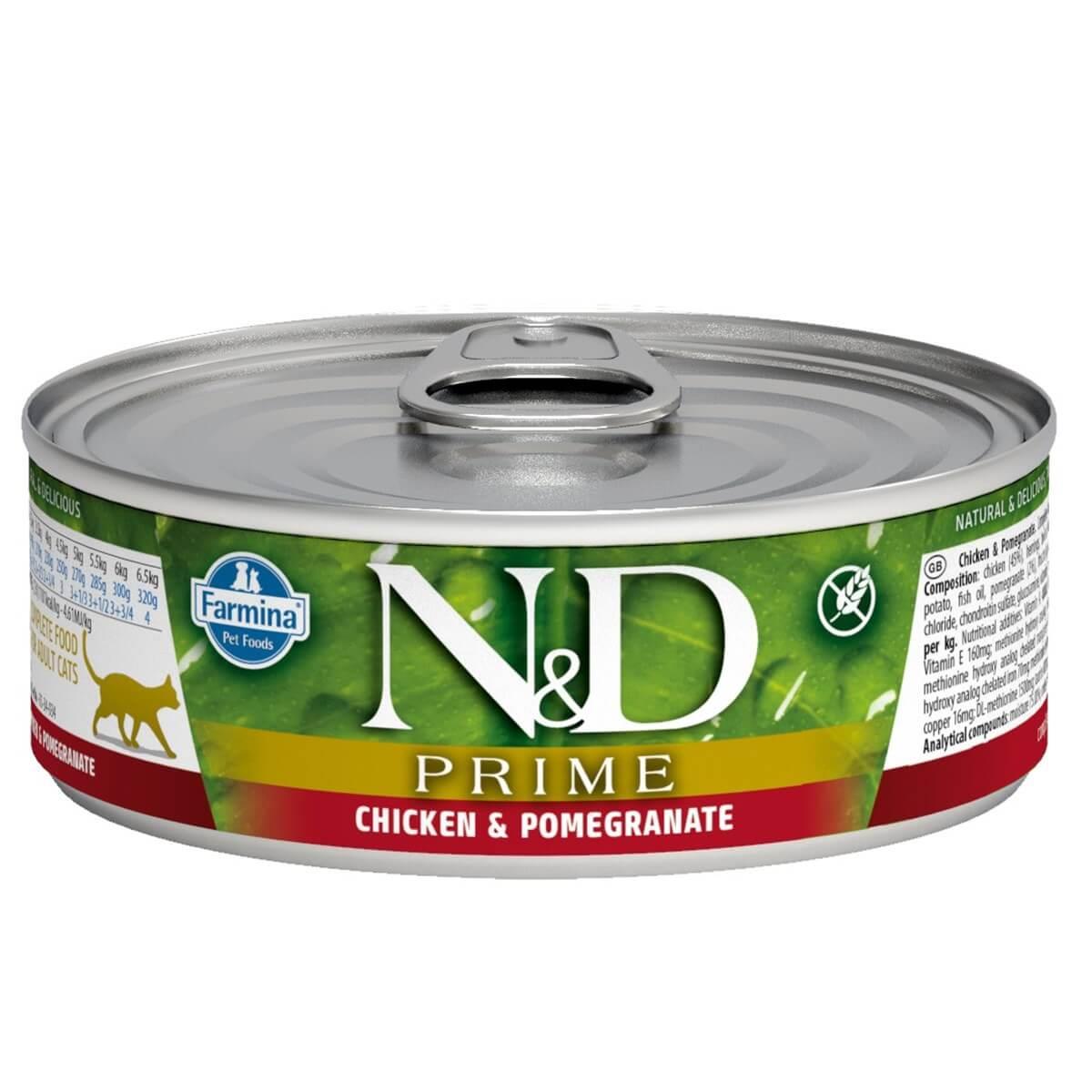 N&D Prime Tavuklu Ve Narlı Tahılsız Yetişkin Kedi Konservesi  70 g