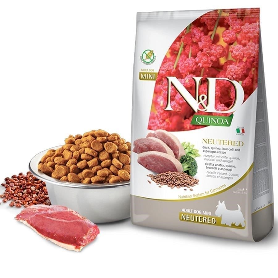 N&D Quinoa Brokoli Ördek Ve Kinoalı Kısırlaştırılmış Köpek Maması 2,5 Kg
