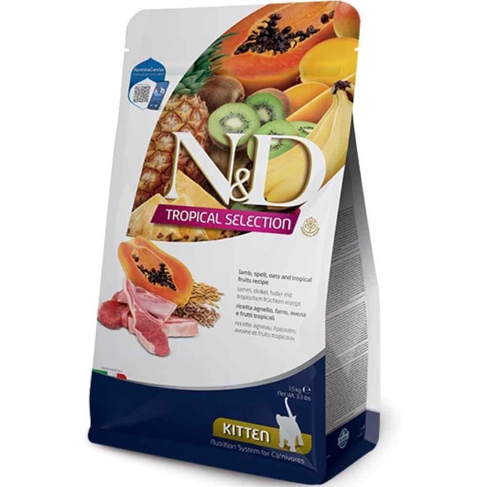 ND Tropical Selection Tropikal Meyveli Ve Kuzu Etli Yavru Kedi Maması 1,5 Kg