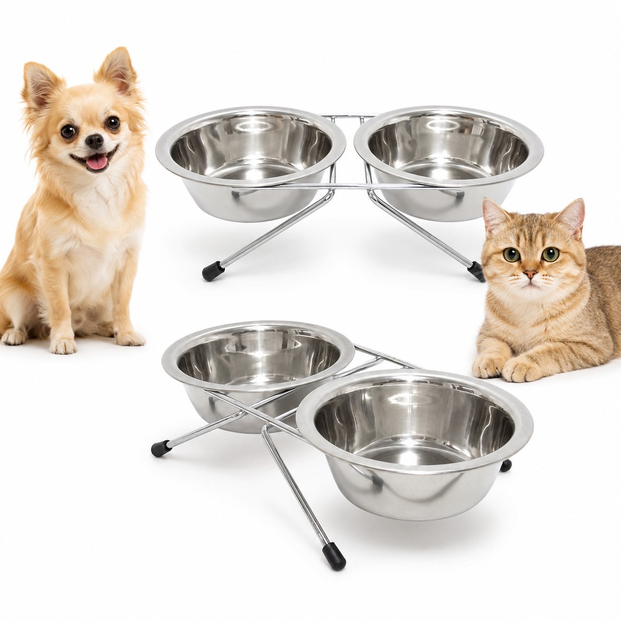 Nunbell Kedi Ve Köpek İkili Çelik Mama Kabı 11 cm