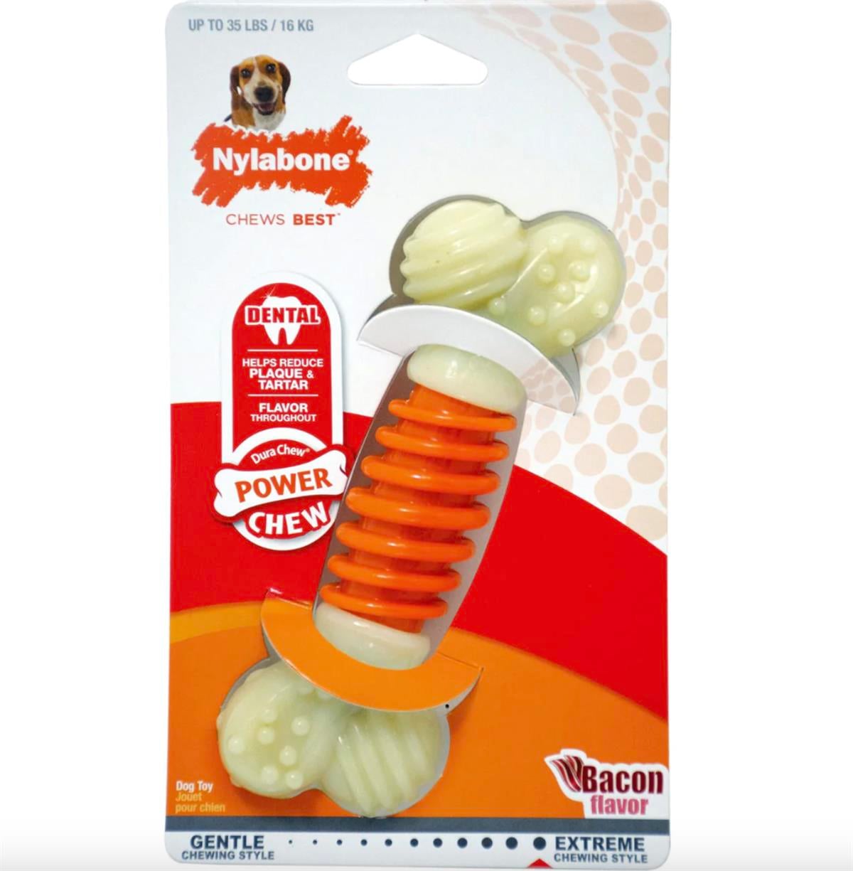 Nylabone Bacon Aromalı Kauçuk Sert Kemik Köpek Oyuncağı 14 cm (M)