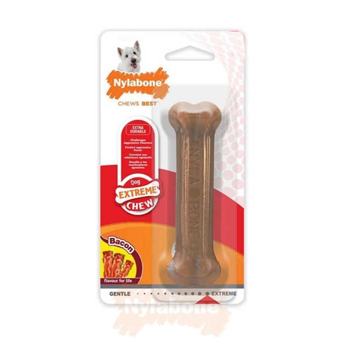 Nylabone Bacon Aromalı Kauçuk Sert Köpek Oyuncağı 11 cm (S)