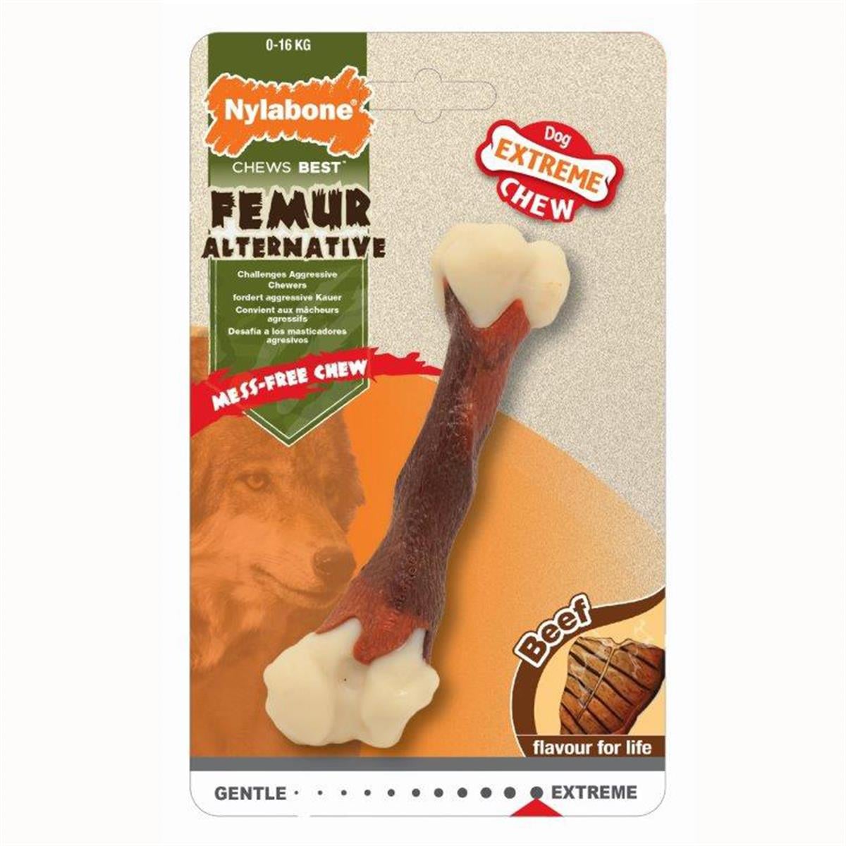 Nylabone Biftek Aromalı Kauçuk Sert Femur Kemiği Köpek Oyuncağı 20 cm (XL)