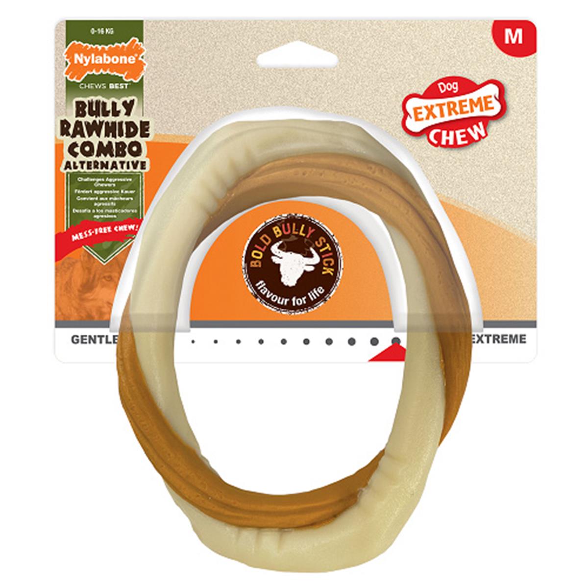 Nylabone Bold Bully Stick  Aromalı Kauçuk Sert Ham Deri Köpek Oyuncağı 16 cm (M)