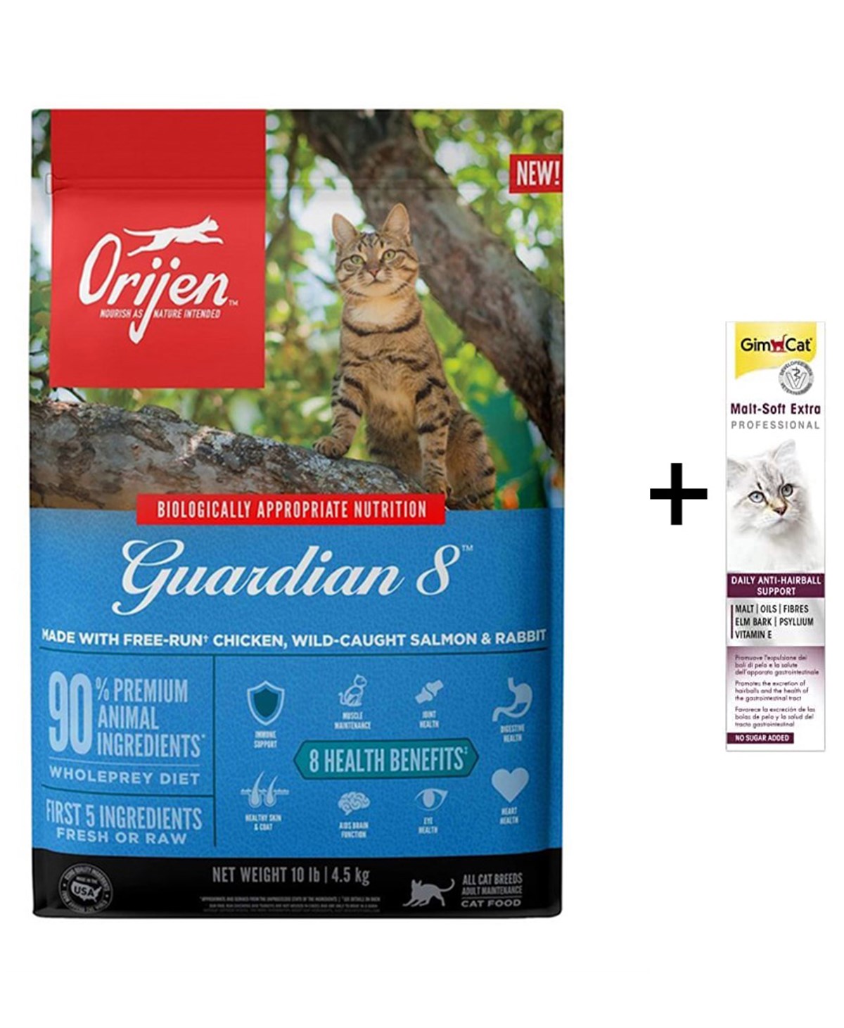 Orijen Guardian 8 Tahılsız Yetişkin Kedi Maması 1.8 Kg (Gimcat Malt Extra  100 g) | ZooPet