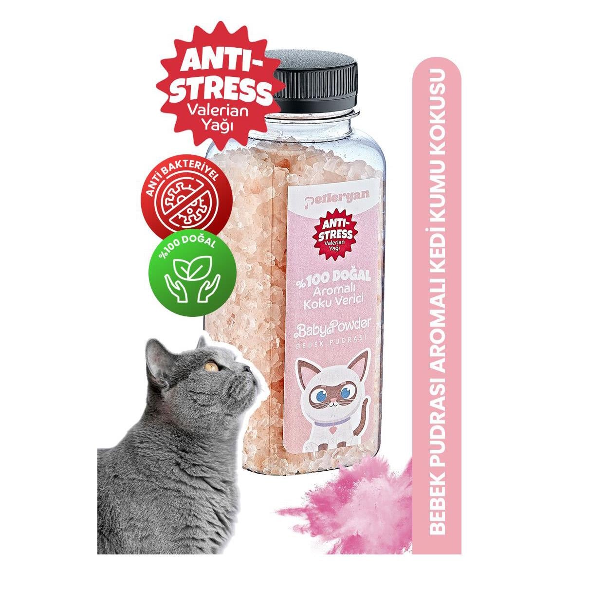 Petlergan Bebek Pudrası Valerian Yağı Esanslı Kedi Kumu Koku Giderici  300 Gr