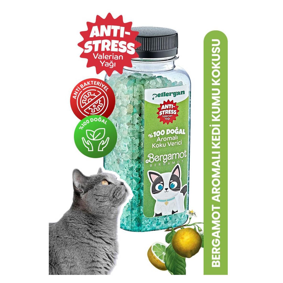 Petlergan Bergamot Valerian Yağı Esanslı Kedi Kumu Koku Giderici  300 Gr