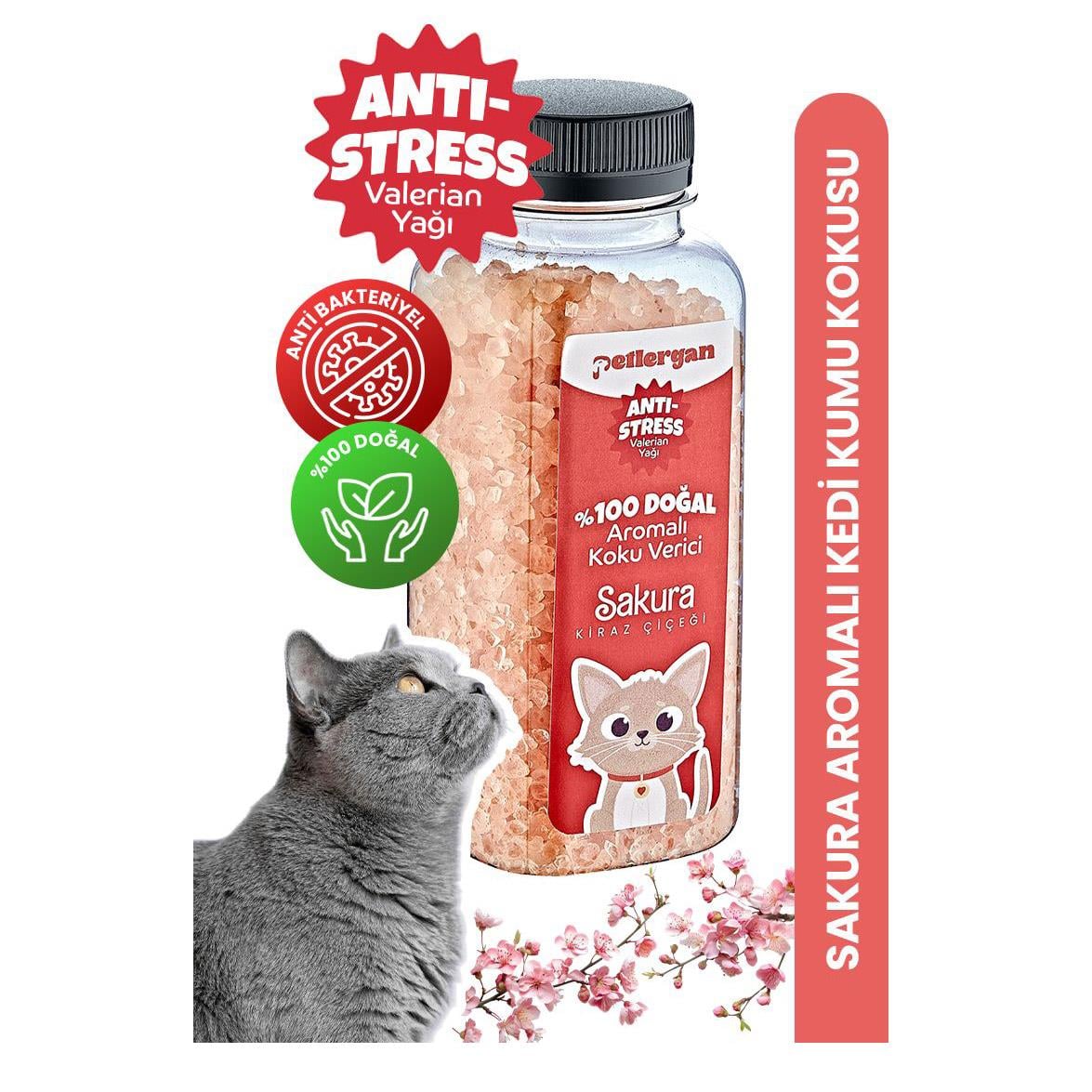 Petlergan Kiraz Valerian Yağı Esanslı Kedi Kumu Koku Giderici  300 Gr