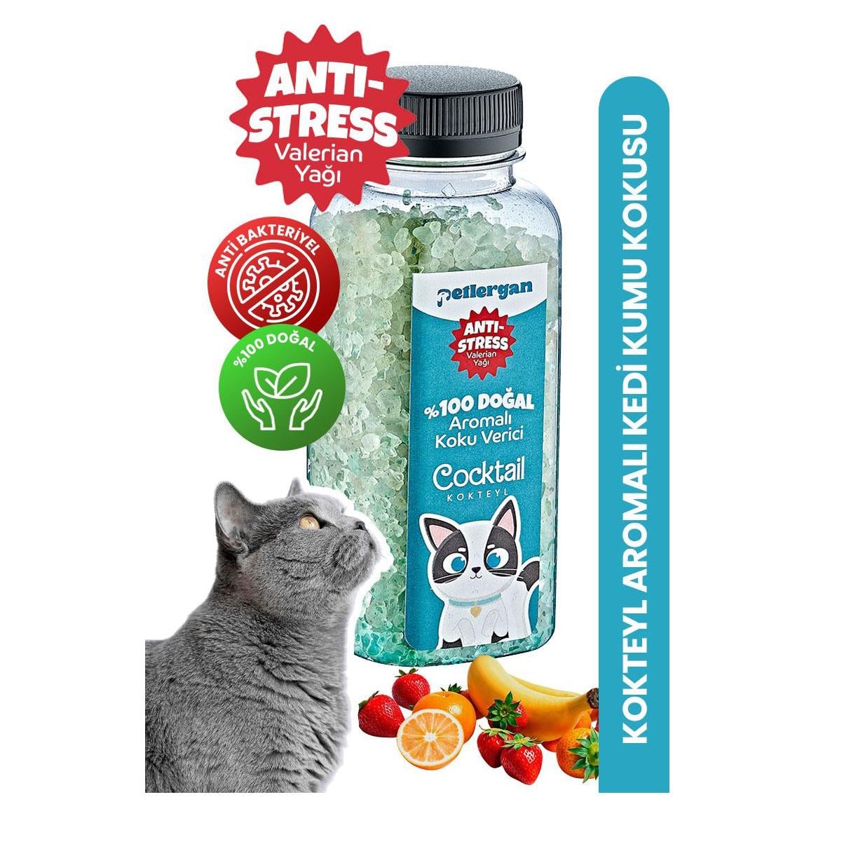 Petlergan Kokteyl Valerian Yağı Esanslı Kedi Kumu Koku Giderici  300 Gr