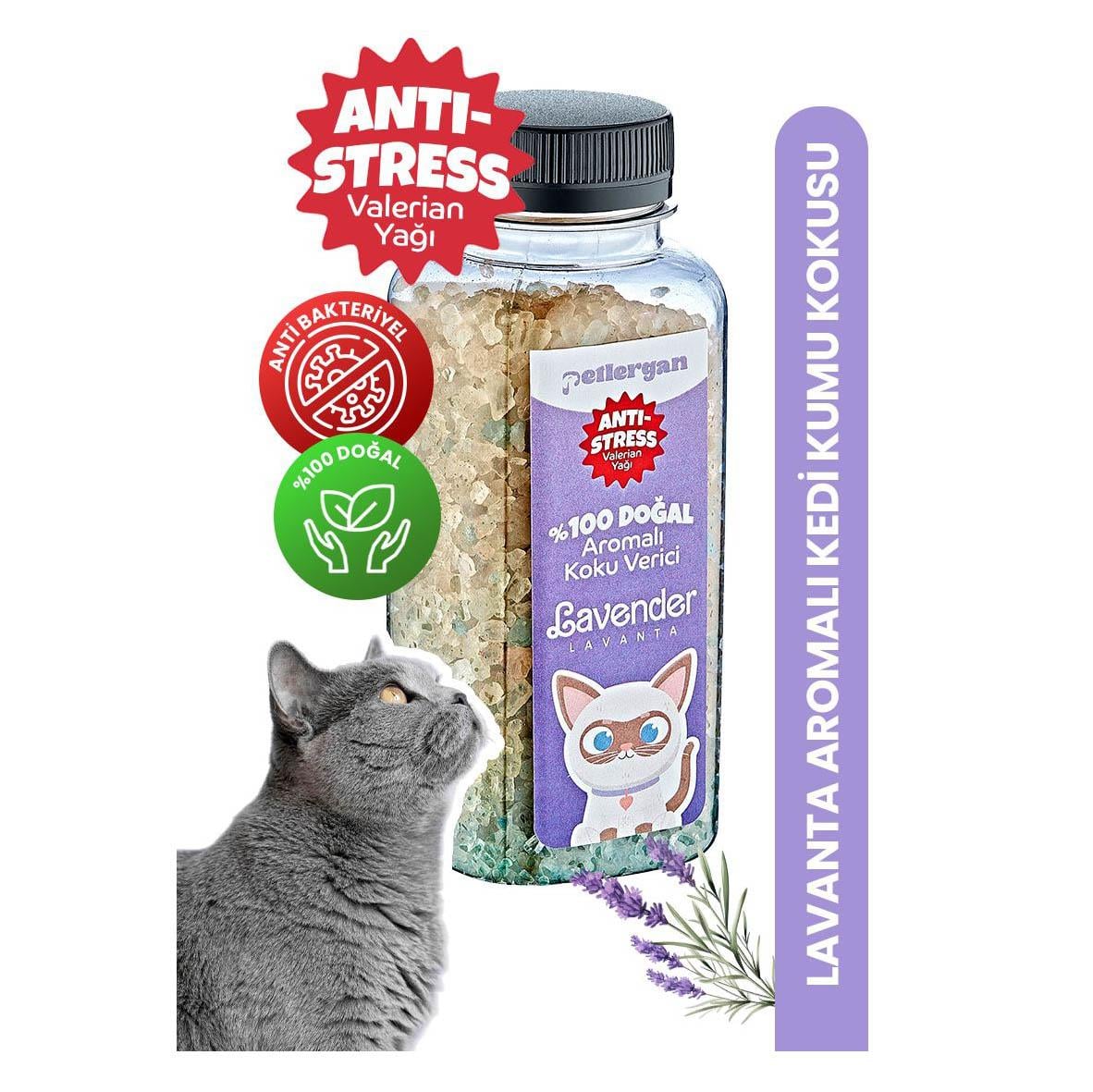 Petlergan Lavanta Valerian Yağı Esanslı Kedi Kumu Koku Giderici  300 Gr