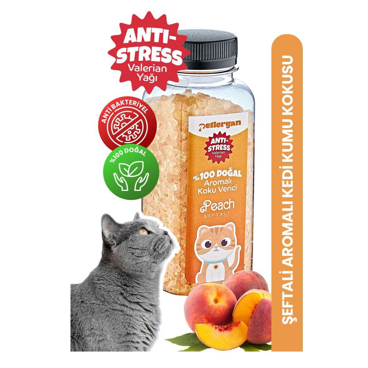 Petlergan Şeftali Çiçeği Valerian Yağı Esanslı Kedi Kumu Koku Giderici  300 Gr
