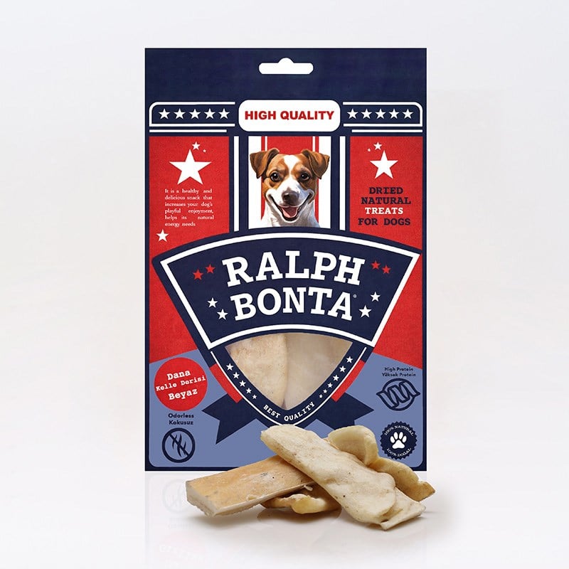 Ralph Bonta Kurutulmuş Dana Kelle Derisi Beyaz Köpek Ödülü 100 Gr