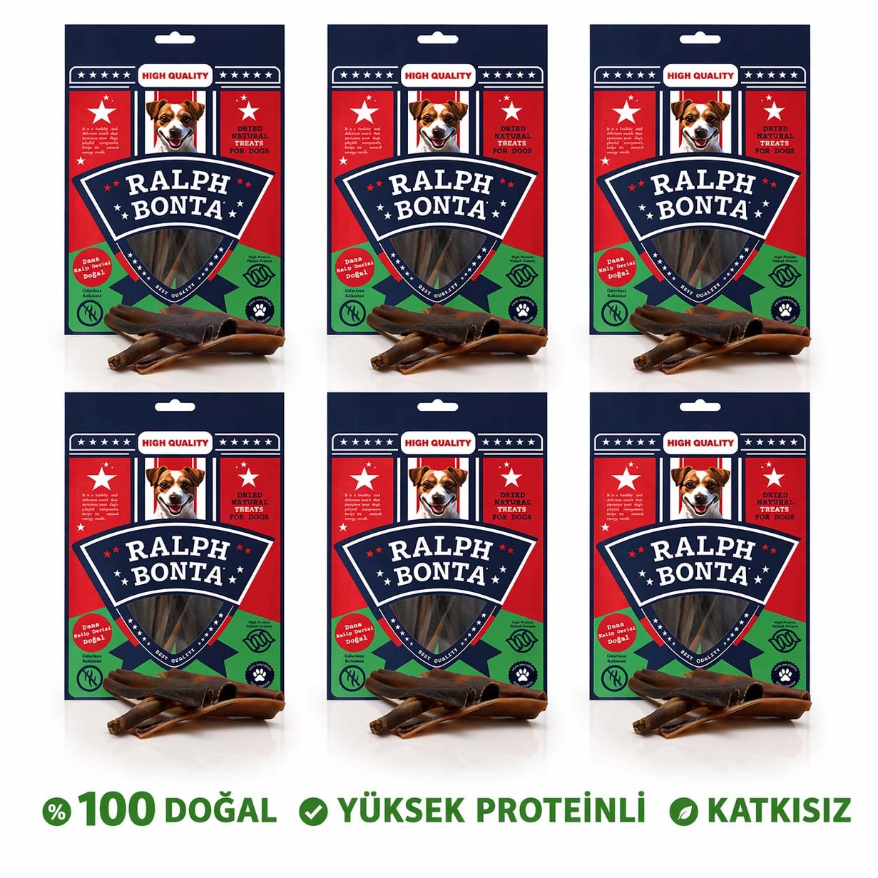 Ralph Bonta Kurutulmuş Dana Kelle Derisi Doğal Köpek Ödülü 100 Gr (6 Adet)