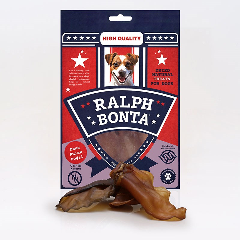 Ralph Bonta Kurutulmuş Dana Kulak Doğal Köpek Ödülü 100 Gr