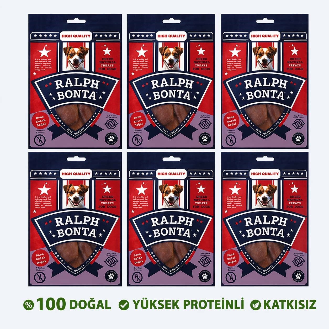 Ralph Bonta Kurutulmuş Dana Kulak Doğal Köpek Ödülü 100 Gr (6 Adet)