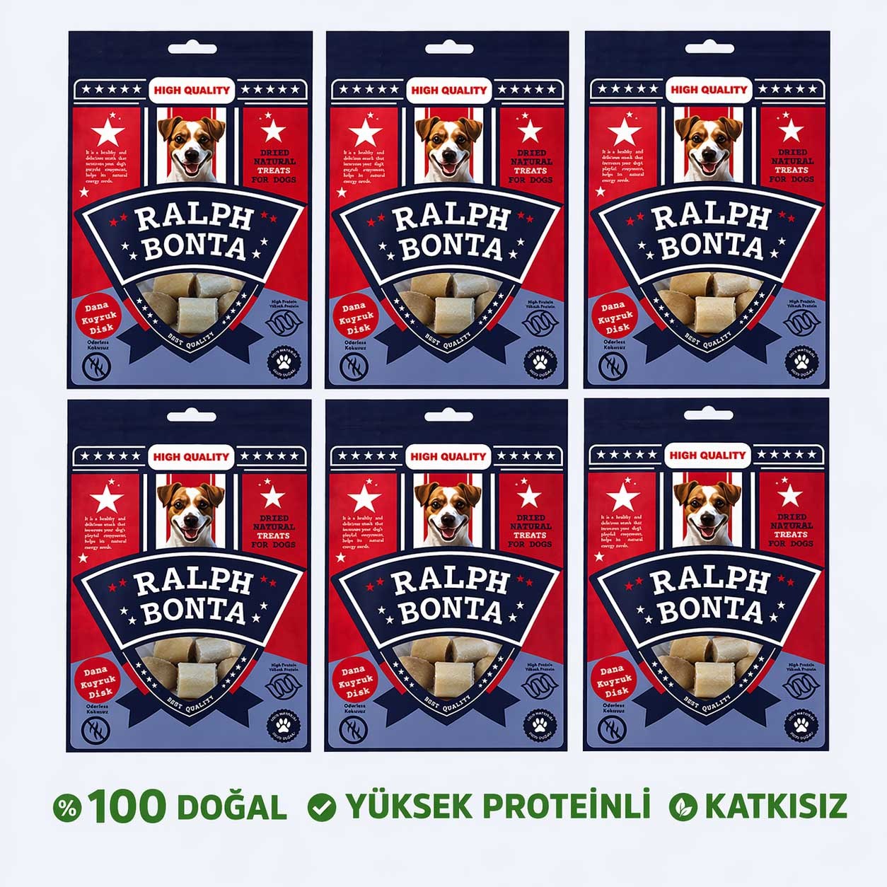 Ralph Bonta Kurutulmuş Dana Kuyruk Disk Köpek Ödülü 100 Gr (6 Adet)