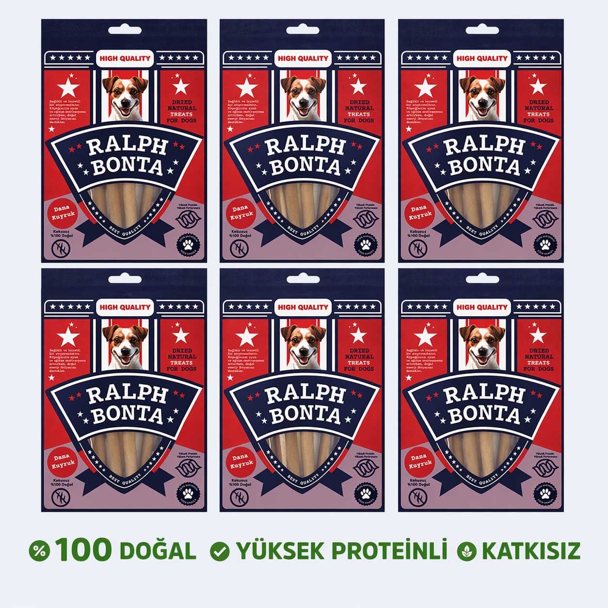 Ralph Bonta Kurutulmuş Dana Kuyruk Köpek Ödülü 100 Gr (6 Adet)