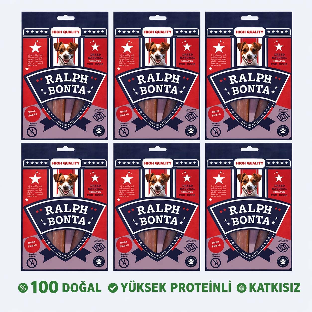 Ralph Bonta Kurutulmuş Dana Penisi Köpek Ödülü 100 Gr (6 Adet)