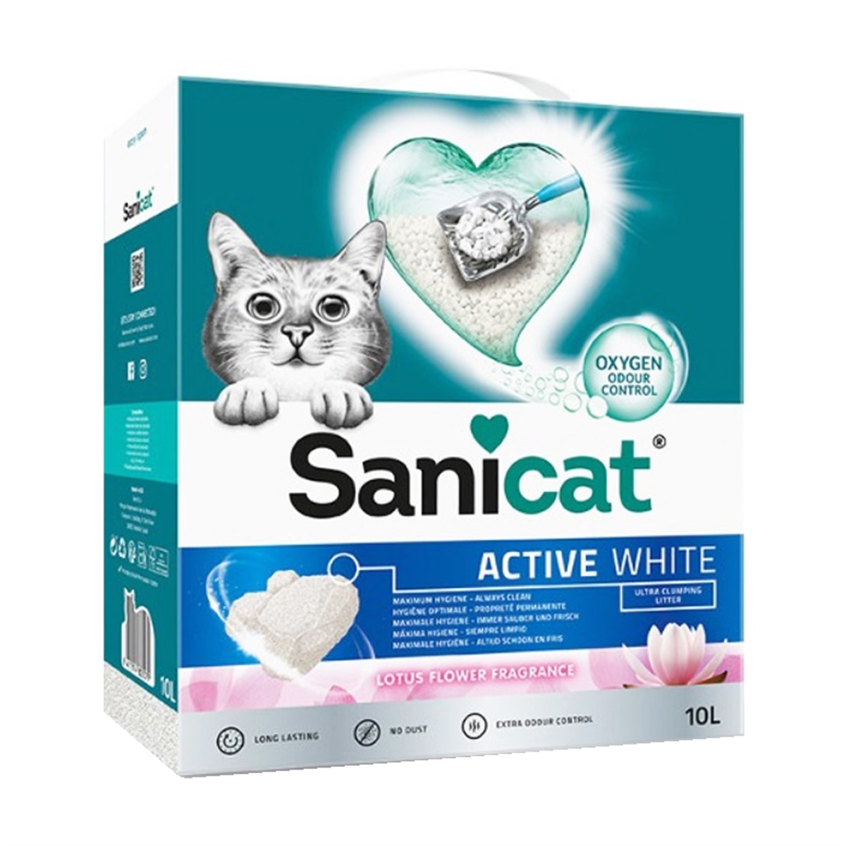 Sanicat Active White Topaklanan Kedi Kumu Lotus Çiçeği Kokulu 10 Litre