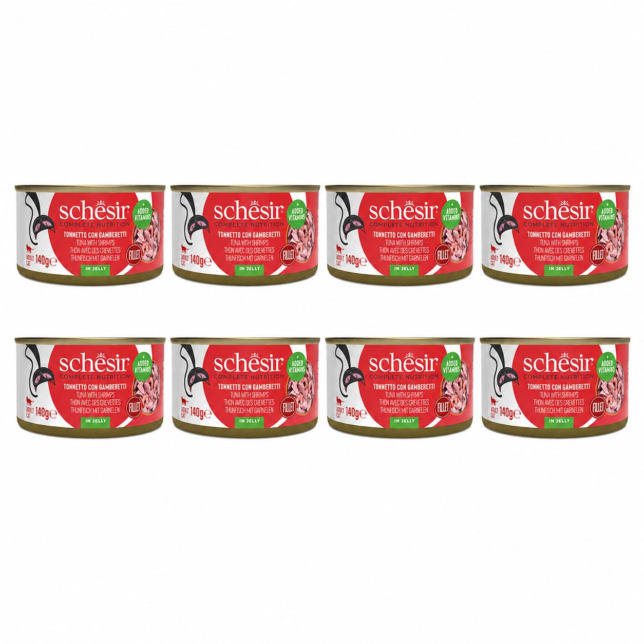 Schesir Jöle İçinde Ton Balığı İle Karidesli Yetişkin Kedi Konservesi 140 gr (8 Adet)
