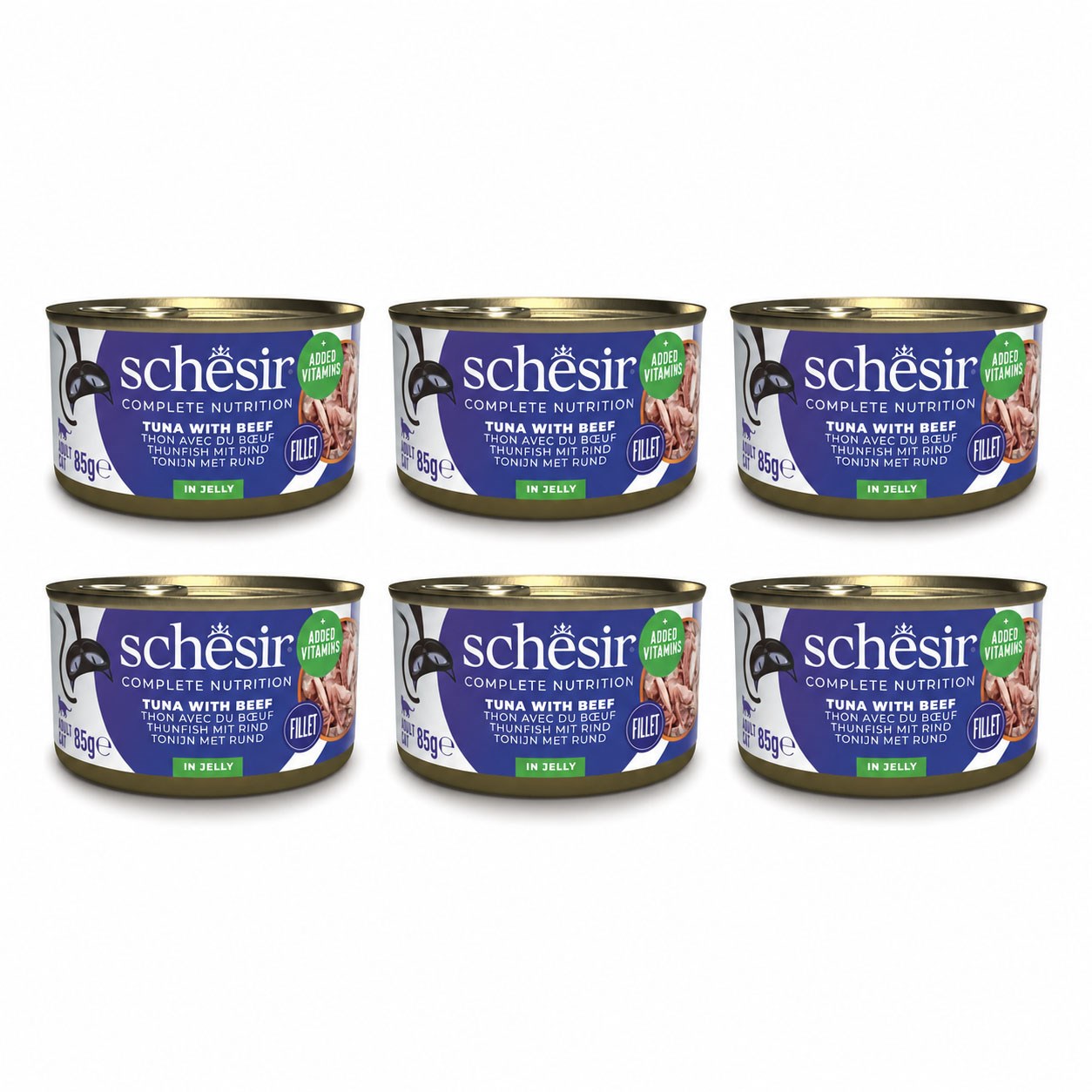 Schesir Jöle İçinde Ton Balıklı Ve Kırmızı Etli Yetişkin Kedi Konservesi 85 g (6 Adet)