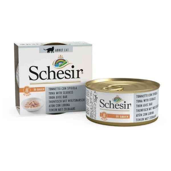 Schesir Jöle İçinde Ton Balıklı Ve Levrekli Tahılsız Yetişkin Kedi Konservesi 85 g