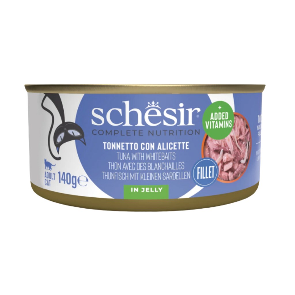 Schesir Jöle İçinde Ton Balıklı ve Ringa Balıklı Yetişkin Kedi Konservesi 140 gr
