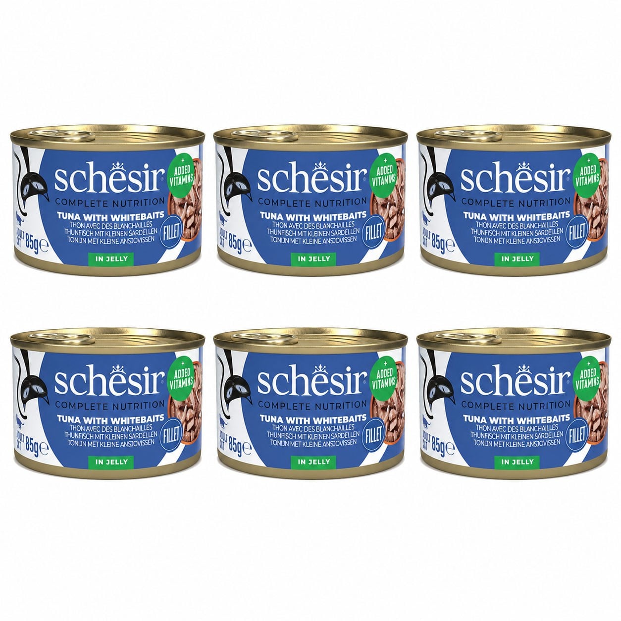 Schesir Jöle İçinde Ton Balıklı Ve Ringa Balıklı Yetişkin Kedi Konservesi 85 g (6 Adet)