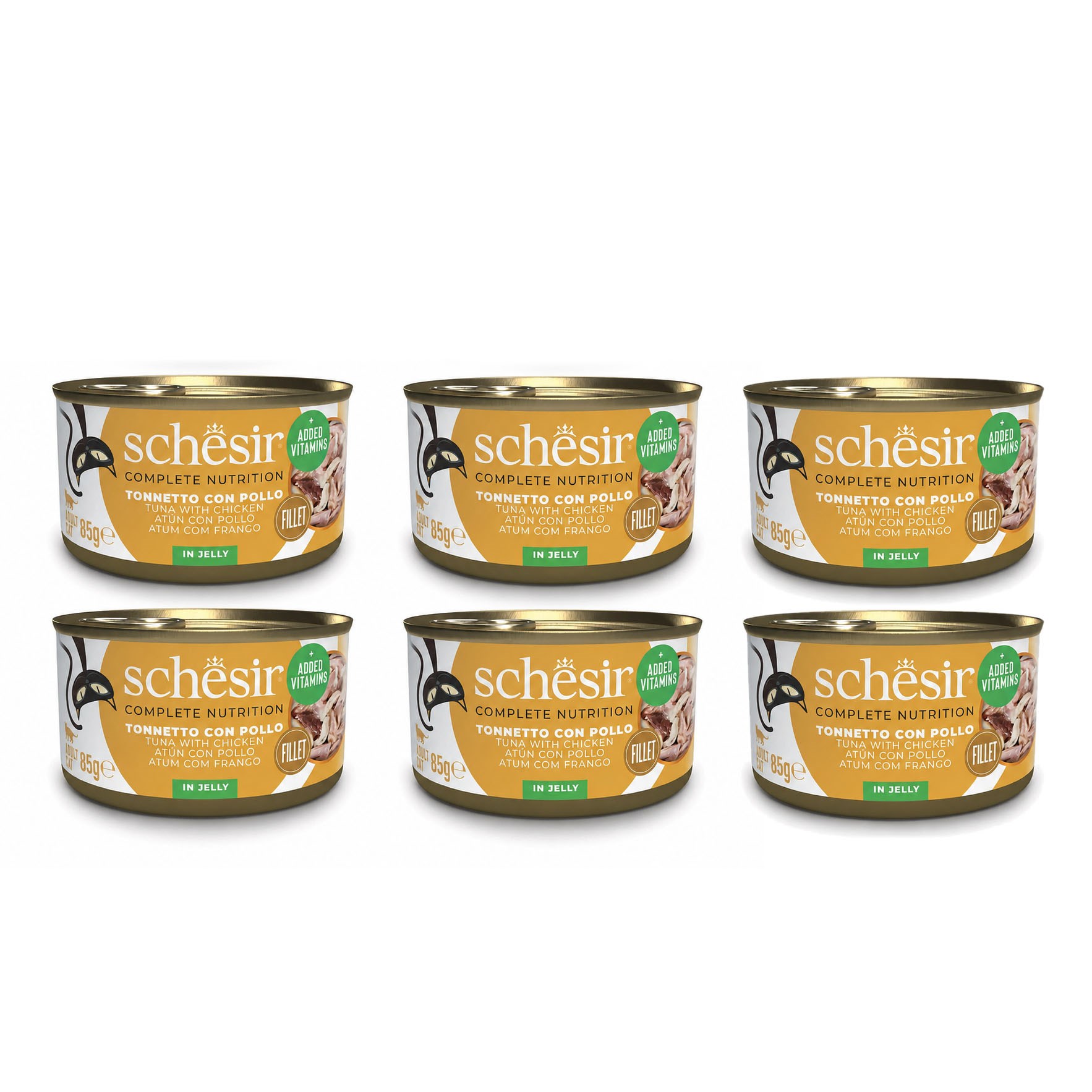Schesir Jöle İçinde Ton Balıklı Ve Tavuklu Yetişkin Kedi Konservesi 85 g (6 Adet)
