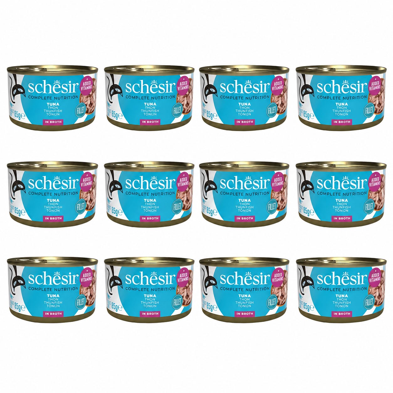 Schesir Suda Pişirilmiş Ton Balıklı Yetişkin Kedi Konservesi 85 gr (12 Adet)