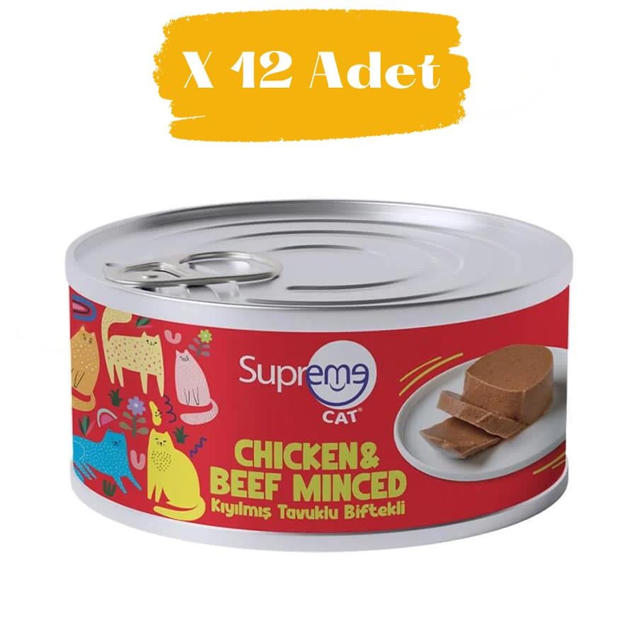 Supreme Cat Kıyılmış Tavuklu Ve Biftekli Kedi Konservesi 85 gr (12 Adet)