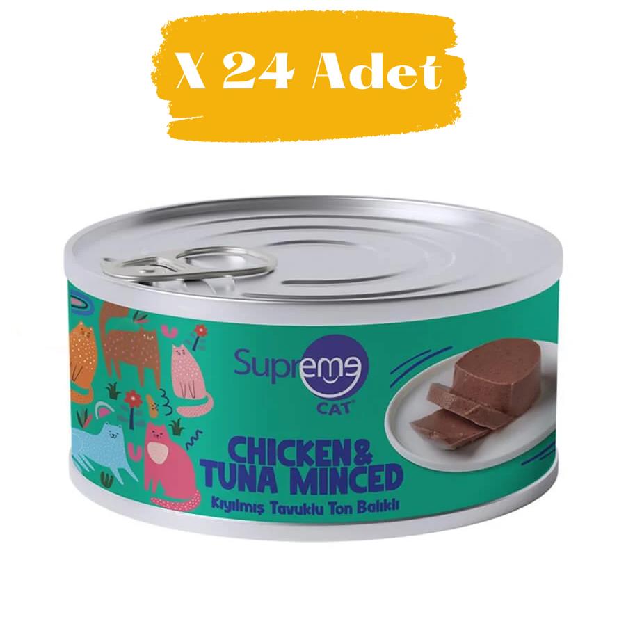 Supreme Cat Kıyılmış Tavuklu Ve Ton Balıklı Kedi Konservesi 85 gr (24 Adet)