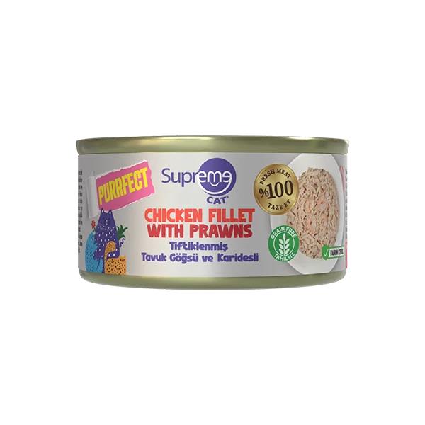 Supreme Cat Purrfect Tiftiklenmiş Tavuk Göğsü Ve Karidesli Konserve Kedi Maması 70 g