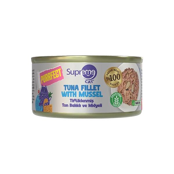 Supreme Cat Purrfect Tiftiklenmiş Ton Balıklı Ve Midyeli Konserve Kedi Maması 70 g