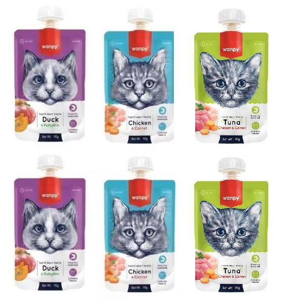 Wanpy 3 Çeşit Karma Kedi Et Ezmesi 90 Gr. X 6 Adet