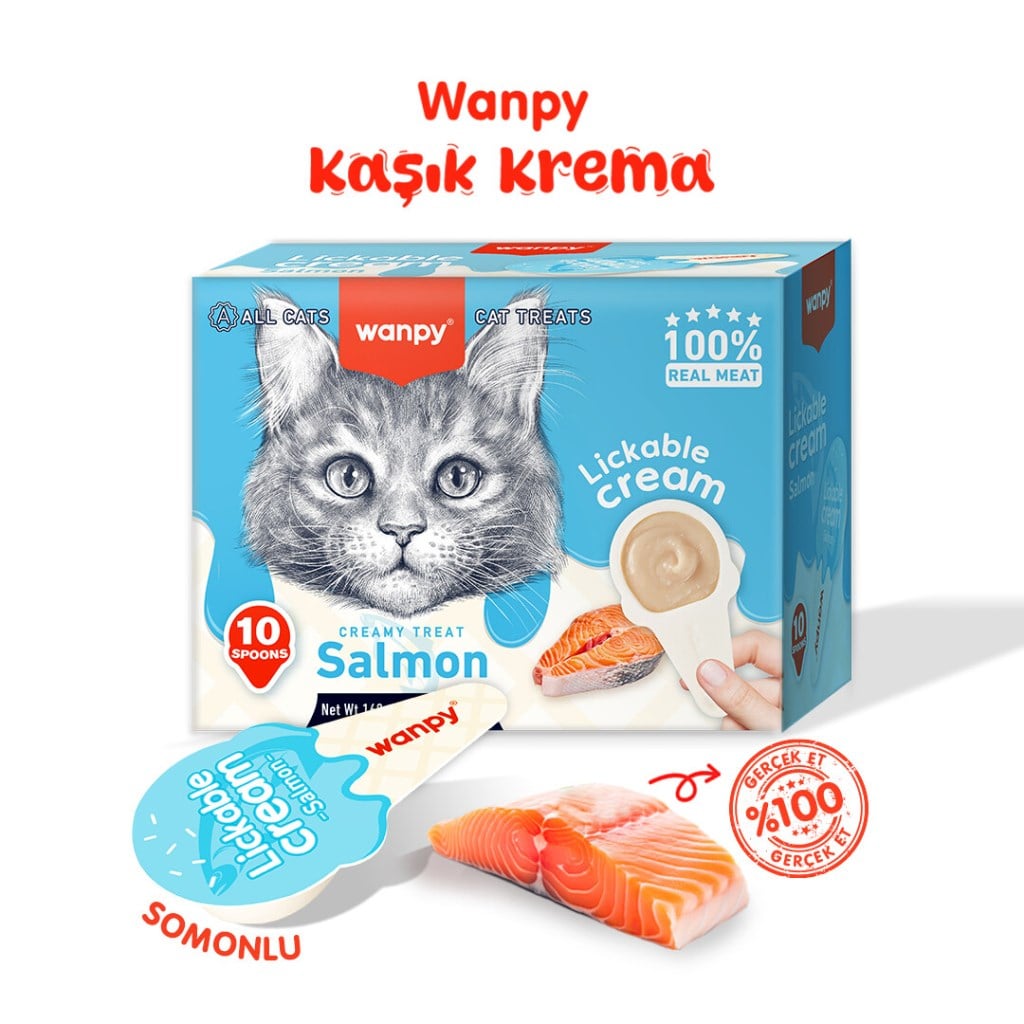 Wanpy Creamy Somonlu Krema Kedi Ödülü 10 x 16 Gr (Kaşıklı)