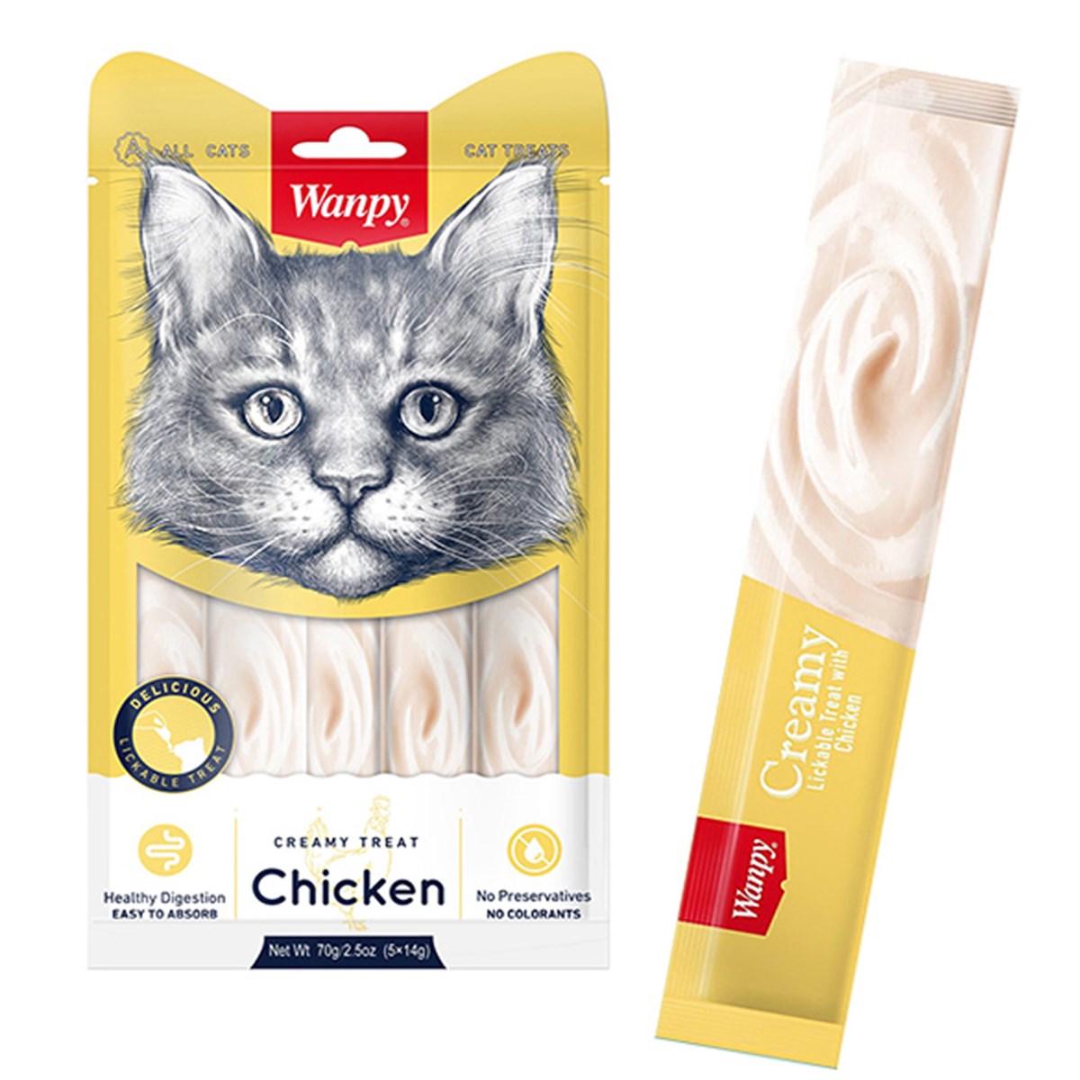 Wanpy Creamy Tavuklu Krema Kedi Ödülü 5 Adet (14 gr)