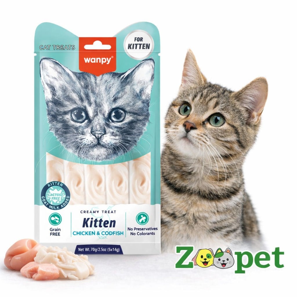 Wanpy Creamy Tavuklu Ve Morina Balıklı Krema Yavru Kedi Ödülü 5 Adet